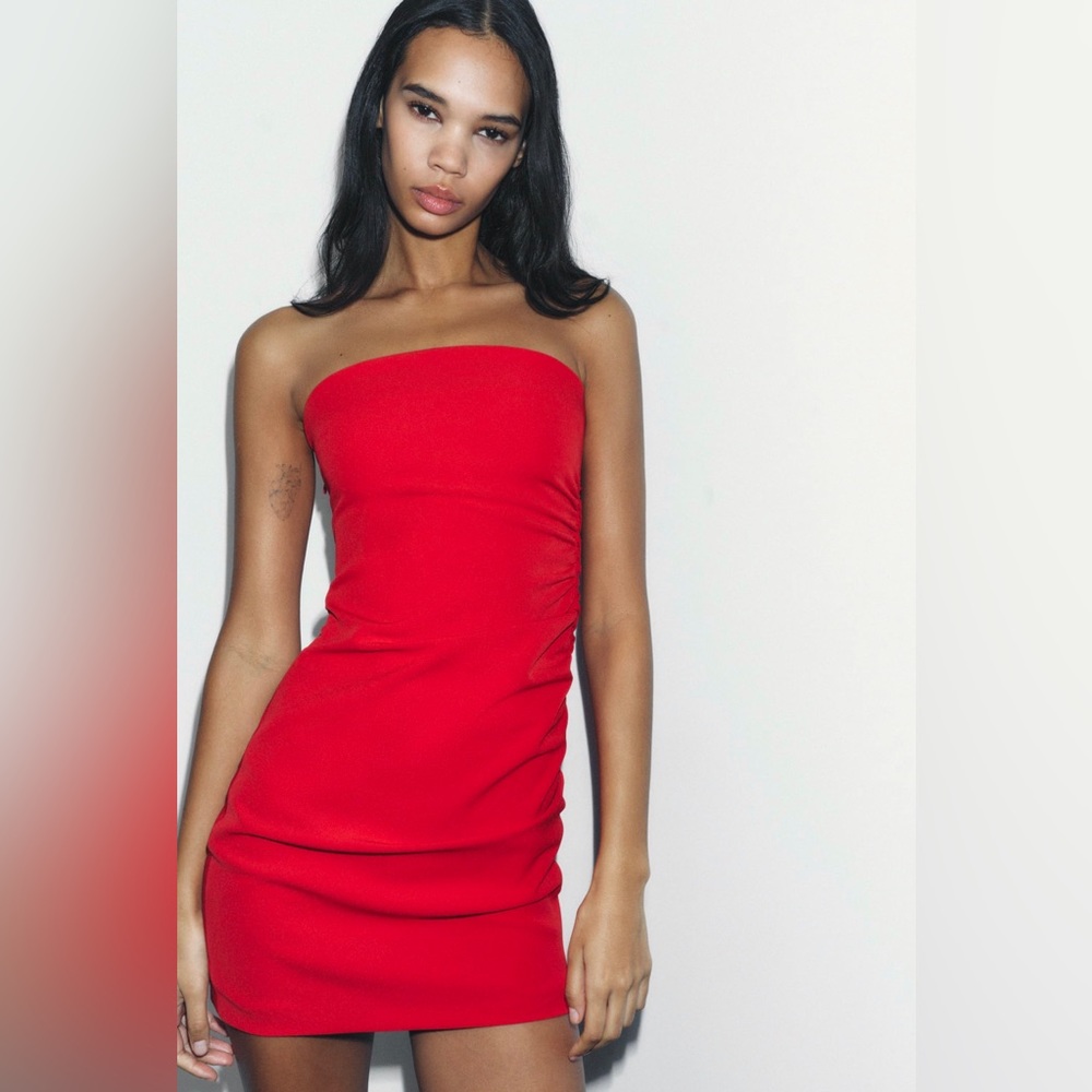 Zara red strapless NWT mini dress size small